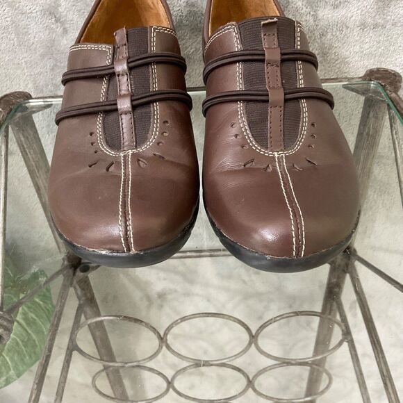 Naturalizer Nasan comfort shoes women’s SZ 8 Brown Leather Slip On Loafers Flex - Picture 2 of 11